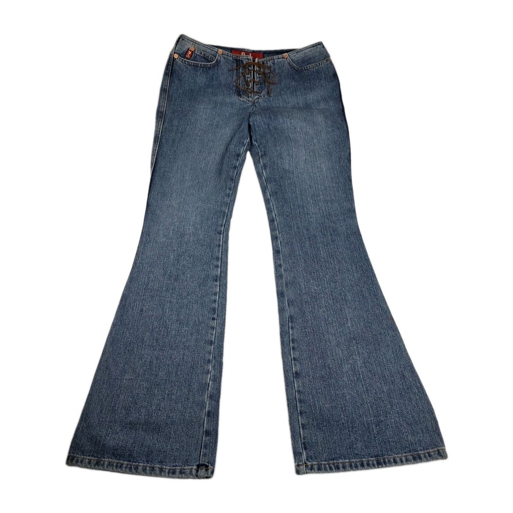 Vintage Guess Jeans Womens Size 29 Lace Up Front  Flare Blue Denim Pants